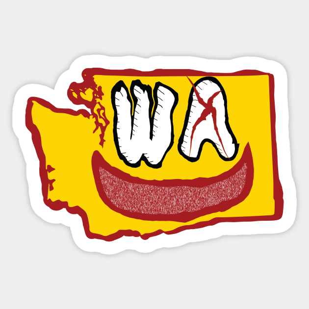 Grunge Heads Washington Smiling Face Yellow Version Sticker by pelagio